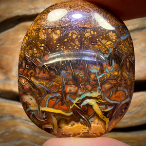 86.1cts - Queensland Boulder Opal Tribal Pattern Picture Stone