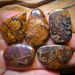 🔒190.4cts - 5x Australian Tribal Boulder Opal’s. Wholesale Dealers Parcel