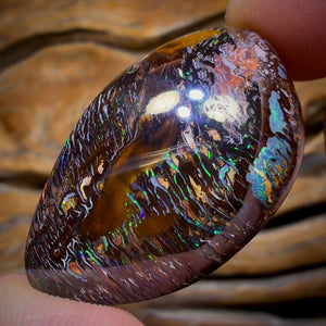 77.5cts - Wow Electric Tribal Australian Boulder Opal from Koroit Eye Kernal Reverse