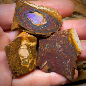 236,4 ct – 3x Yowah-Nuss Rohopal-Paket. Australischer Opal (1 $/ct Kristallzentrum und Stammesmuster)
