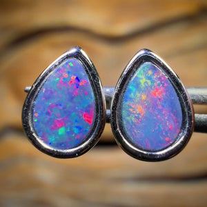 Sterling Silver - Australian Boulder Opal Doublet Stud Earrings