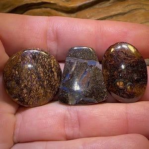 🔒  75.8cts - 3x Loose Queensland Boulder Opals. Parcel