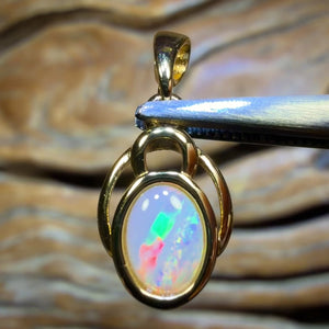 TGIF Sterling Silver Gold Plated- Solid South Australian Crystal Opal Pendant