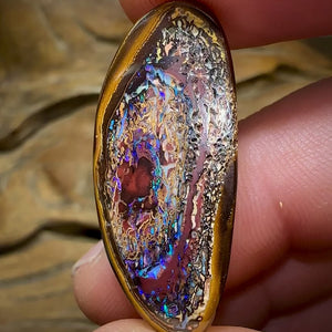 25.8cts - Yowah Nut Opal. Ultimate Tribal Pattern Cutters Delight