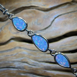 Sterling Silver - Australian Boulder Doublet Opal Bracelet
