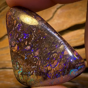 82.5cts - Big Black Tribal Yowah Nut Opal. Australian Opal Double Sided with Picture Pattern Reverse BARGAIN