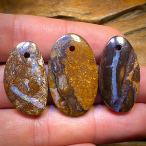 70.8cts - 3x Drilled Queensland Boulder Opals. BARGAIN Wholesale Parcel