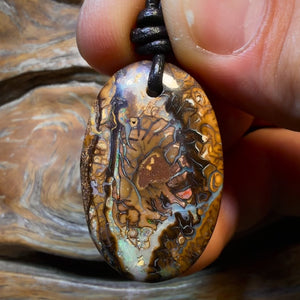 35 x 22mm - Drilled Tribal Queensland Boulder Opal Necklace