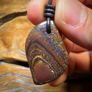 Bargain Card! 30 x 21mm - Drilled Tribal Queensland Boulder Opal Necklace