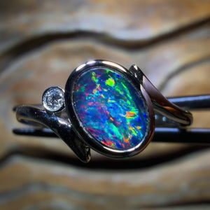 10k White Gold - NEW Isaac Design Queensland Boulder Opal Doublet Ring