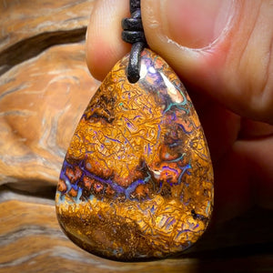 Bargain Card! 38 x 28mm - Drilled Tribal Queensland Boulder Opal Necklace