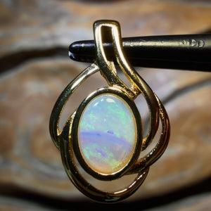 Wild Card! Sterling Silver Gold Plated - Solid South Australian Crystal Opal Pendant