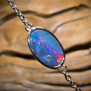 Sterling Silver - Australian Boulder Doublet Opal Bracelet