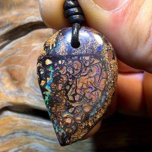 TGIF 34 x 23mm - Drilled Tribal Queensland Boulder Opal Necklace