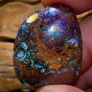 35,4 carats - Opale Boulder tribale du Queensland de Koroit, double face