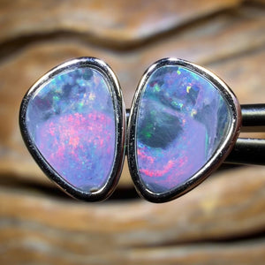 TGIF Sterling Silver - “Otherworldly” Australian Boulder Opal Doublet Stud Earrings