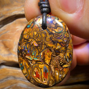 33 x 25mm - Wow Top Drilled Tribal Queensland Boulder Opal Picture Stone  Necklace
