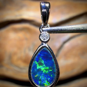 14k White Gold - Queensland Boulder Opal Doublet Pendant