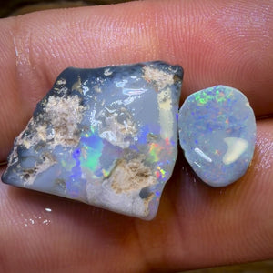 🔒  21.1cts - 2x Lightning Ridge Opal Rough Parcel