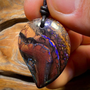 35 x 26mm - Drilled Tribal Queensland Boulder Opal Necklace