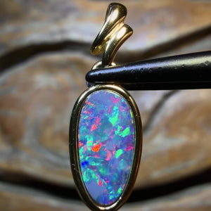Sterling Silver Gold Plated - Queensland Boulder Opal Doublet Pendant