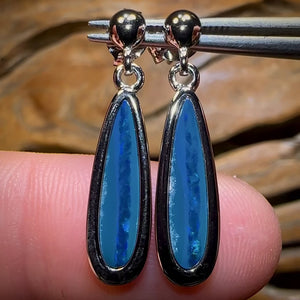 🔨 AUCTION 🔨 Sterling Silver - Australian Boulder Opal Doublet Drop Stud Earrings