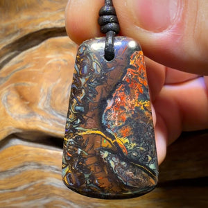 38 x 23mm - Drilled Intricate Tribal Queensland Boulder Opal Necklace