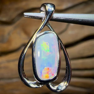 Sterling Silver - Large Solid South Australian Crystal Opal Pendant