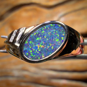 Sterling Silver - UNISEX Queensland Boulder Opal Doublet Ring