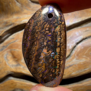 Wildcard! 36 x 20mm - Drilled Tribal Queensland Boulder Opal