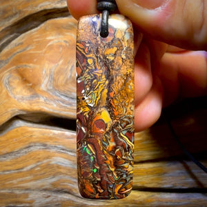 48 x 15mm - Wow Tribal Drilled Queensland Boulder Opal Picture Stone Necklace
