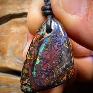 Roadshow Card! 33 x 20mm - Drilled Tribal Queensland Boulder Opal Necklace