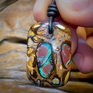 30 x 20mm - “Top Multi Kernel Conglomerate delight” Drilled Australian Boulder Opal Necklace