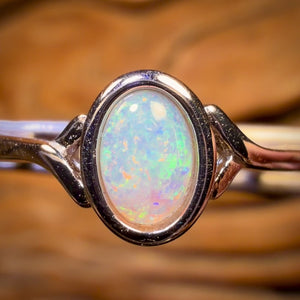 Bague en argent sterling avec opale de cristal d'Australie du Sud
