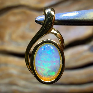 TGIF Sterling Silver Gold Plated- Solid South Australian Crystal Opal Pendant