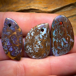 69.1cts - 3x Drilled Queensland Boulder Opals. BARGAIN Wholesale Parcel
