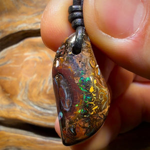 Bargain Card ! 31 x 14mm - Drilled Tribal Queensland Boulder Opal Necklace