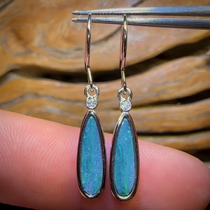 🔨 AUCTION 🔨 Sterling Silver - Australian Boulder Opal Doublet Hook Earrings