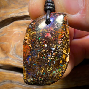 36 x 23mm - Drilled Tribal Queensland Boulder Opal Necklace