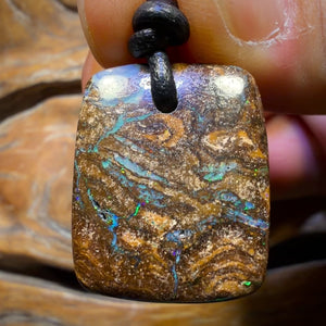 Dad Card! 25 x 21mm - Drilled Queensland Boulder Opal Necklace