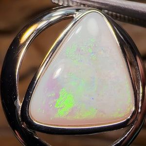 “Inner Circle” Large Silver - Solid South Australian White Opal Pendant