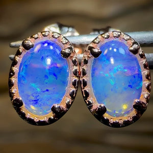 Sterling Silver Plated - South Australian Crystal Opal Stud Earrings