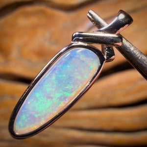 30% Off Card! Sterling Silver - Solid South Australian Crystal Opal Pendant