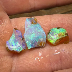 15.4cts - 3x Australian Yowah Golden Crystal Boulder Opal Rough Pieces