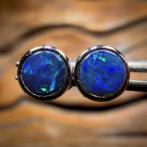 Sterling Silver - Australian Boulder Opal Doublet Stud Earrings