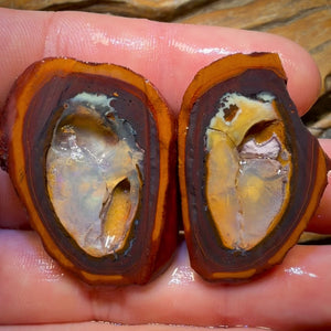 132cts - RARE Yowah Nut Partial Crystal Centre Rough Specimen Pair