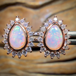 Sterling Silver - South Australian Crystal Opal Stud Earrings