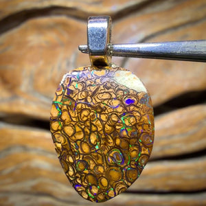 Solid Tan Tribal Queensland Boulder Opal Pendant