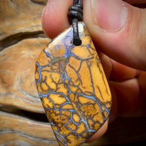 Wild Card! 42 x 22mm - Drilled Tribal Queensland Boulder Opal Necklace
