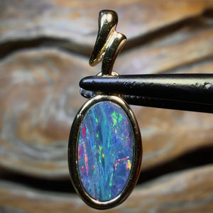 Sterling Silver Gold Plated - Queensland Boulder Opal Doublet Pendant